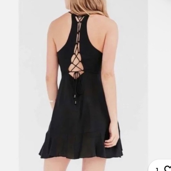 Kimchi Blue Black Mini Dress with Ruffle Detail - Picture 2 of 6